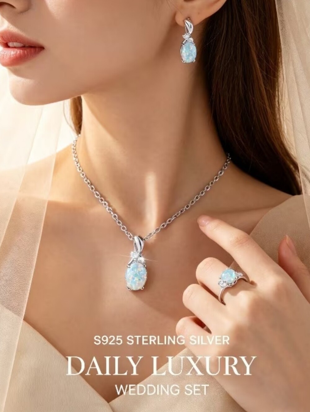 Luxe Sterling Silver-Opal 5 Piece Gift Set. NWT.